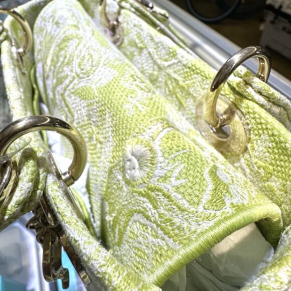 CHRISTIAN DIOR LADY D-LITE TOILE DE JOUY REVERSE EMBROIDARY 2WAY BAG - Green - Picture 5 of 8